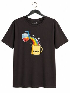 teeturtle Black Short Sleeve Graphic Tee -‎ Rainbow Pour Mug XL